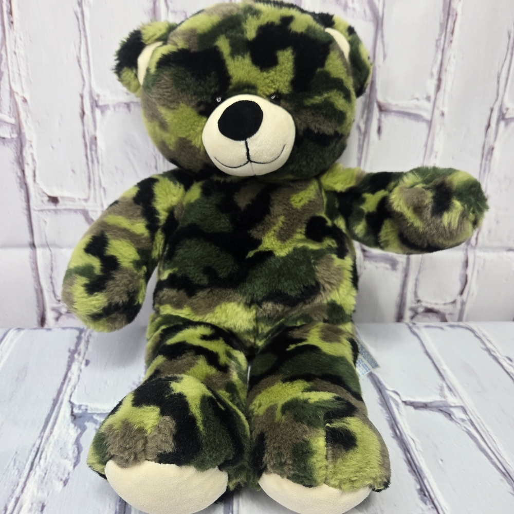 Build a Bear Teddy Camouflage Bear‎ USA Military Stuffef Animal Plush Army 18"
